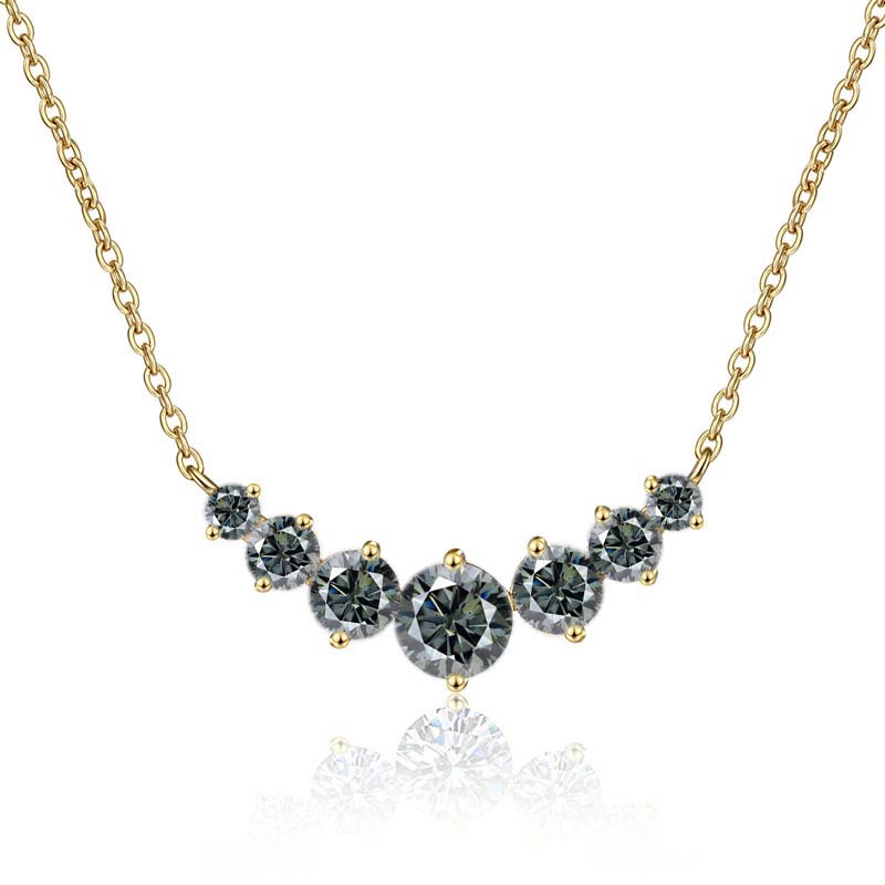 Collar de oro de plata esterlina s925 mujer sonrisa minimalista siete princesas collar de piedra de mosaico de color 2.8 quilates