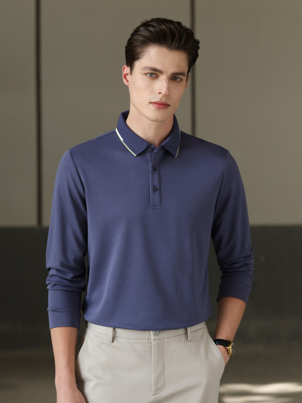 Ropa de trabajo profesional de alta gama ropa personalizada lana seda otoño invierno camisa polo de manga larga personalizada logotipo impresa