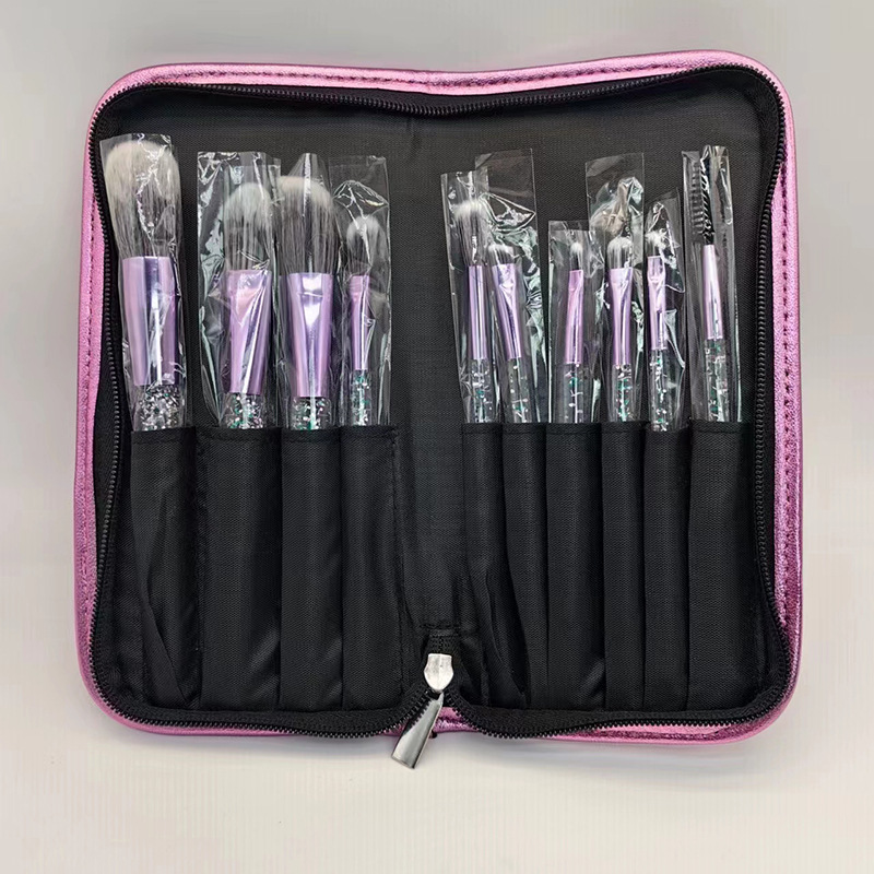 10 pinceles de maquillaje traje conjunto completo cristal transparente arenas movedizas cebolla en polvo herramientas de belleza cepillo suelto cepillo de sombra de ojos al por mayor