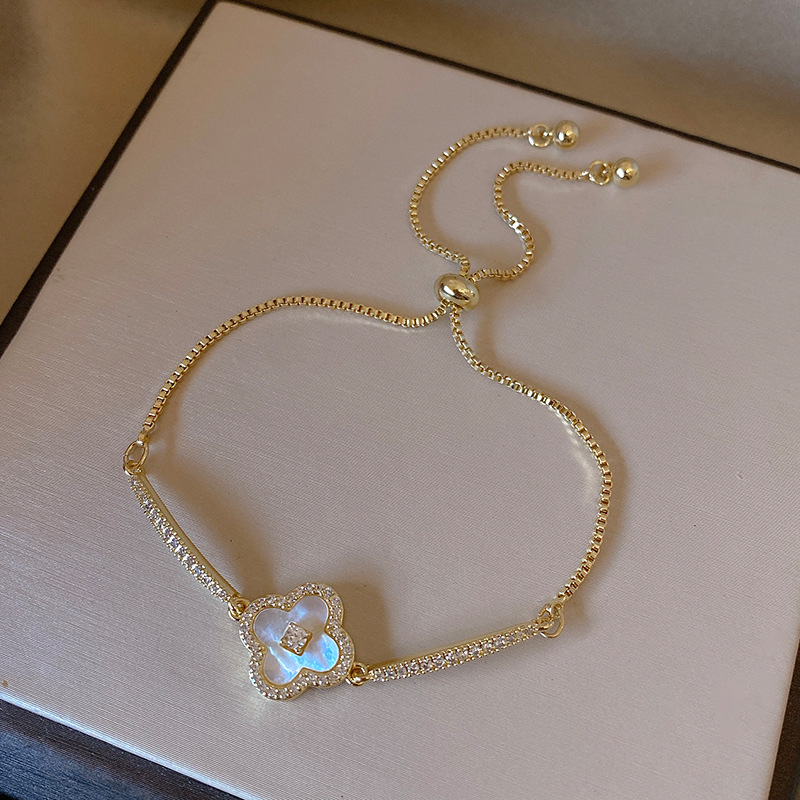 Pulsera de fritillera de circón galvanizado en oro real pulsera de temperamento de lujo ligero transfronterizo moda de nicho joyería de alta gama al por mayor femenina