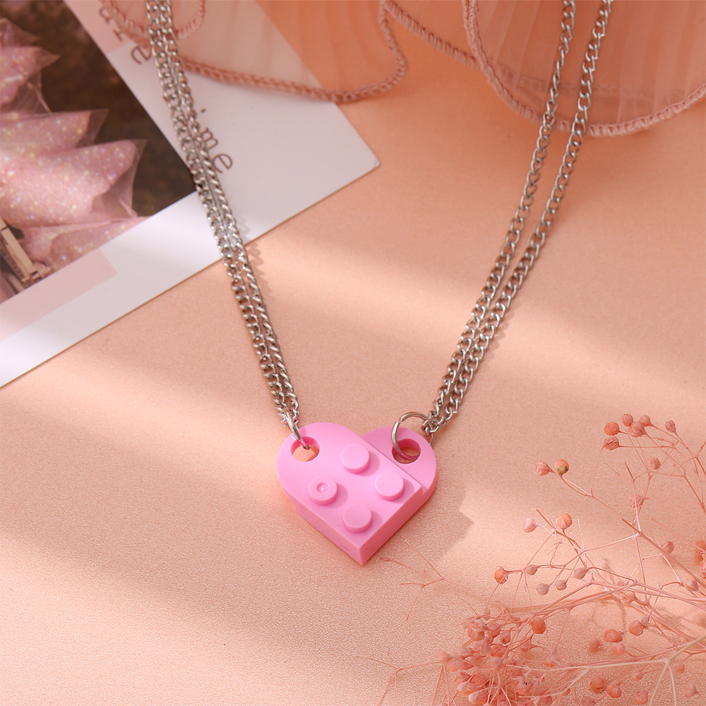 Simple Heart-Shape Double Bead Chain Necklace