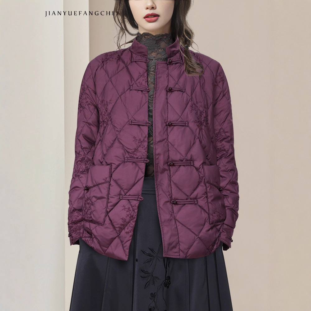 新中式中国风盘扣设计立领羽绒服外套女2025秋冬大气富贵羽绒衣