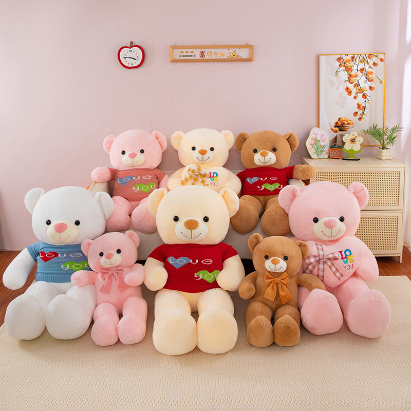 New Sweatshirt Teddy Bear Plush Toy Cute Heart Bow Tie Bear Doll Large Doll Girl Birthday Gift New Sweatshirt Teddy Bear Plush Toy Cute Heart Bow Tie Bear Doll Large Doll Girl Birthday Gift