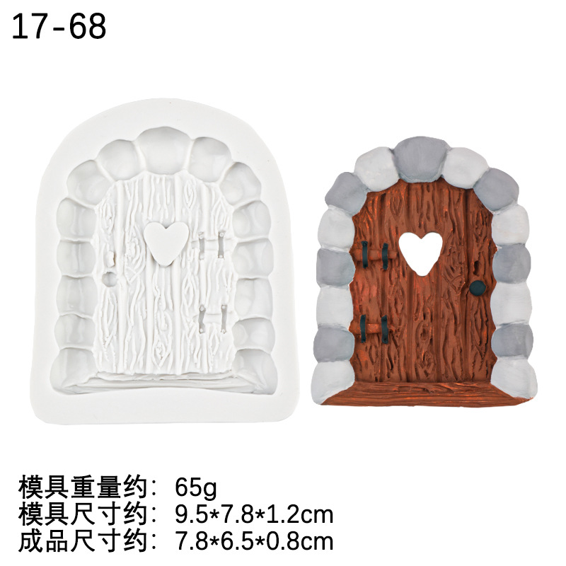 Pequeña flor hada estilo pastoral forma de hongo silicona fondant dibujos animados puerta de madera molde de pastel pastel decoración de chocolate epoxi