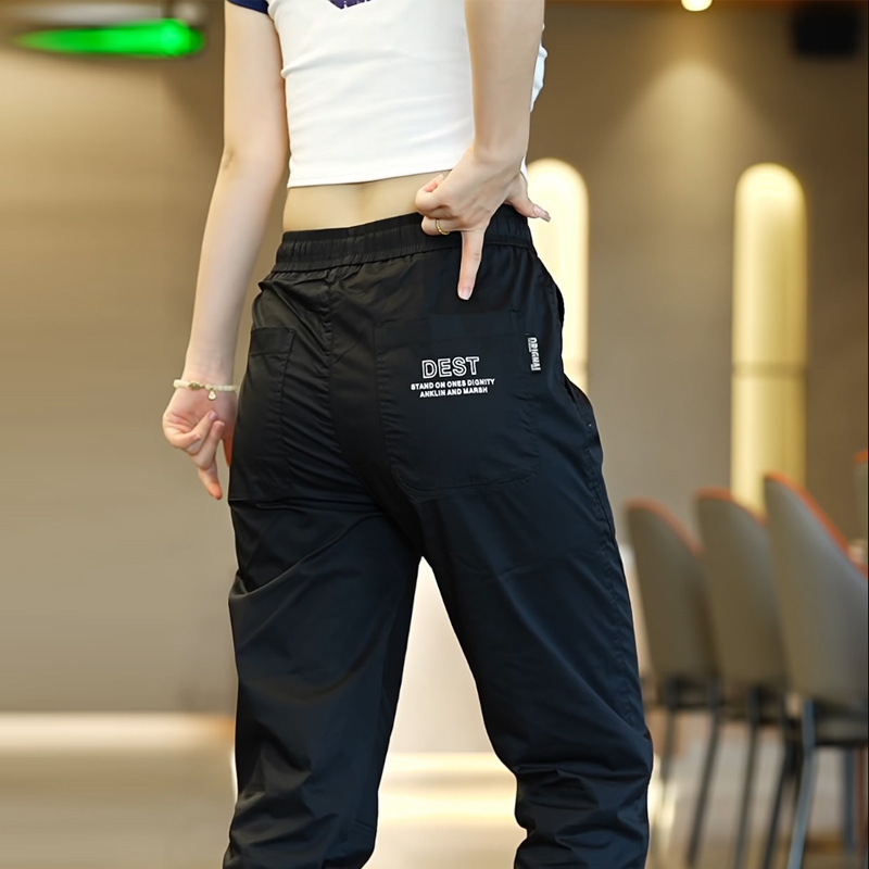 2024 Tooling Ice Silk Casual Pants Men's Loose Leg Summer Thin Quick-drying Pants New Sports Cropped Trousers