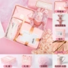 Pink—Long Cup Square Mouth Spoon Wishing Rabbit Square Towel Sugar Cube Box-19.5x19.5x9cm