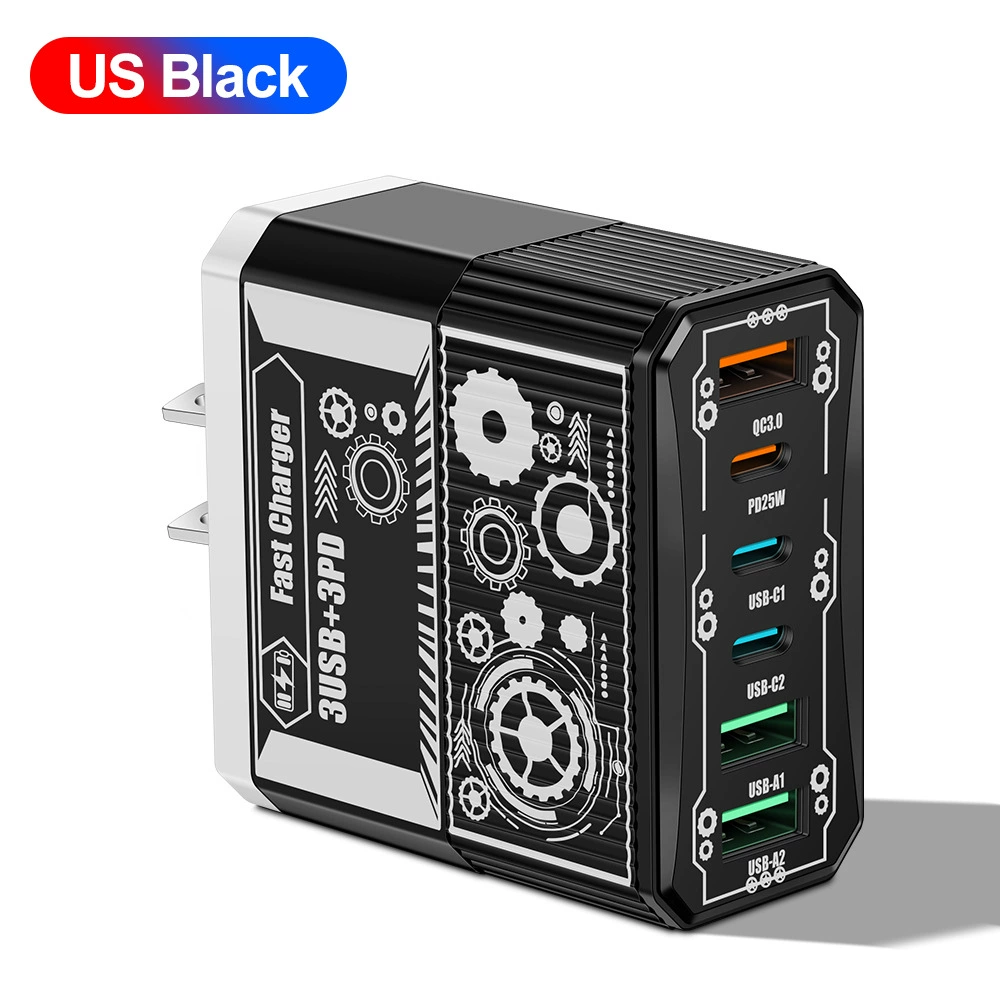 6-в-1 зарядное устройство Mecha BK304, QC3.0 многопортовое USB с PD25W, варианты вилок EU/US/UK