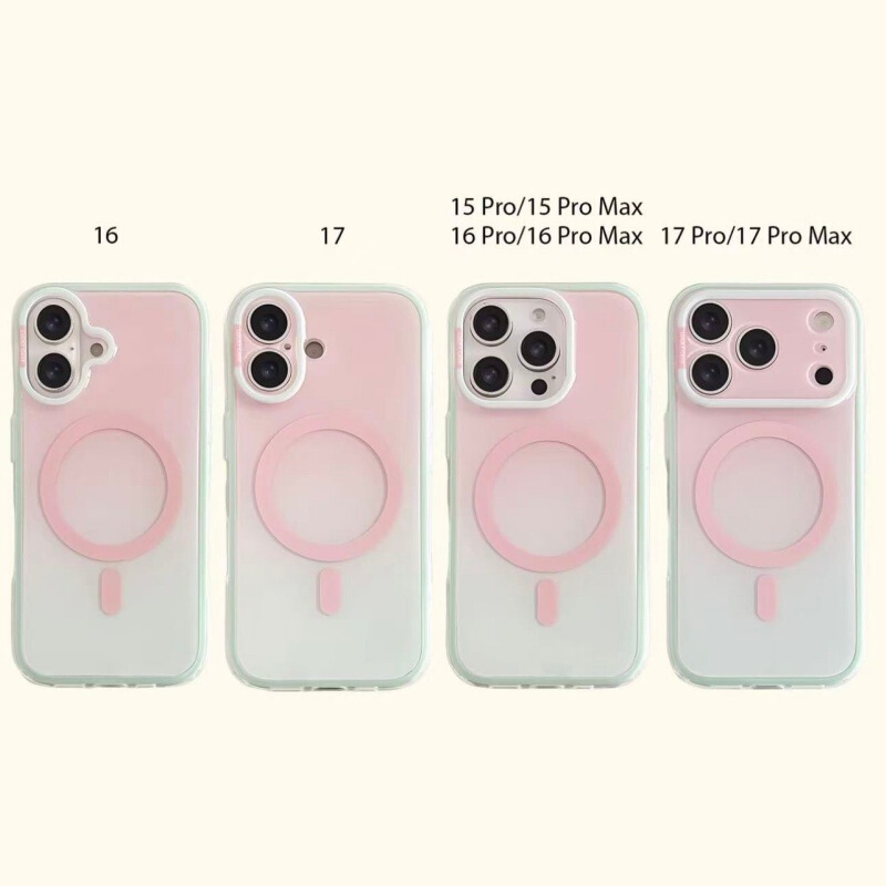 Magnetic 2-in-1 Dual-Layer Gradient Full-Cover Ai Button Case Suitable for iPhone 17 Pro Max, iPhone 16, iPhone 15 Hard Case