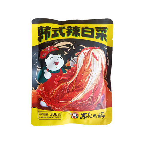 Pickled Cabbage 208g Northeast Grandma Korean Spicy Kimchi Yanbian Korean Sauce Pickled Cabbage Commercial Side Dish Instant Meal