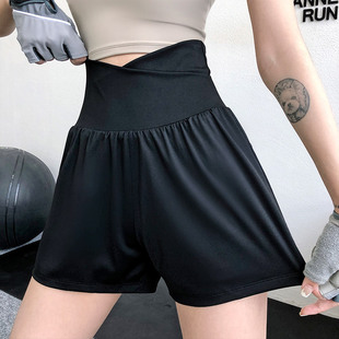 High Waist Fitness Yoga Shorts Women's Cross Elastic Abdominal Hip-lifting Sports Leisure Jumping Running Breathable Shorts for Summer