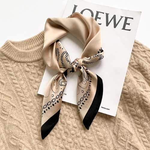 Korean style fashionable houndstooth temperament square scarf for women mulberry silk 70X70 professional scarf dual-purpose shawl scarf silk scarf