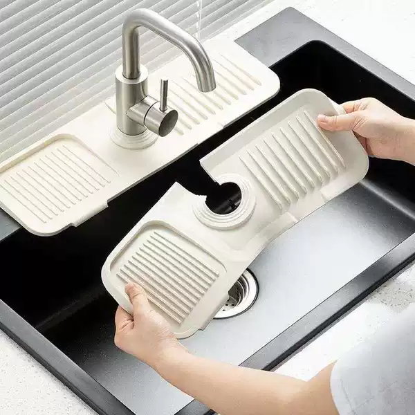 T0072 Faucet Silicone Drain Pad Anti-Splash Water Cuttable Narrow Edge Wash Basin Kitchen Sink Drain Rack