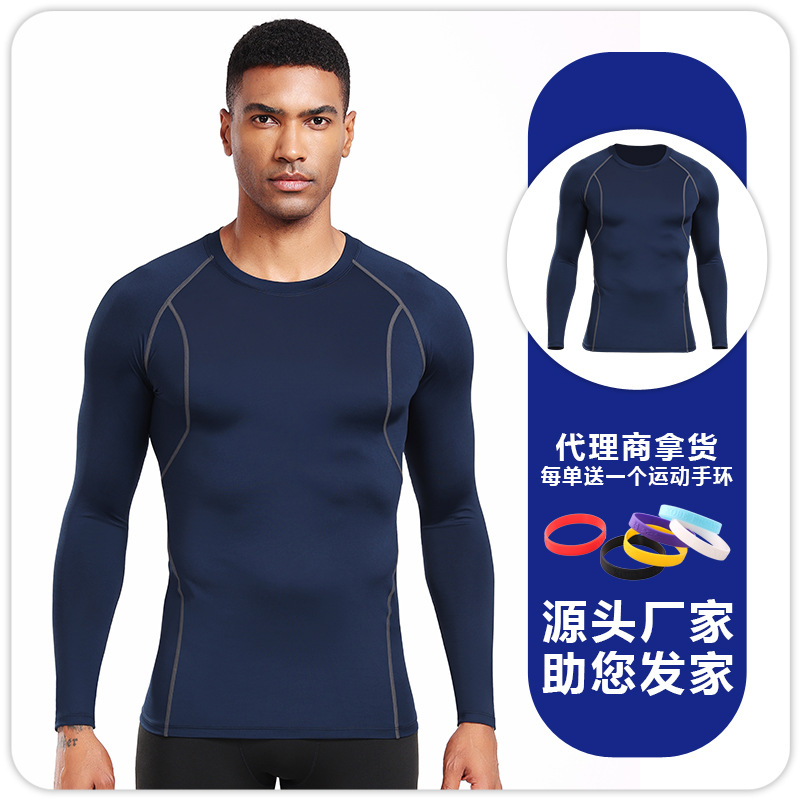 B5009 hombre fitness correr yoga ropa deportiva mangas largas baloncesto respirable compresión apretada ropa seca rápida image 7