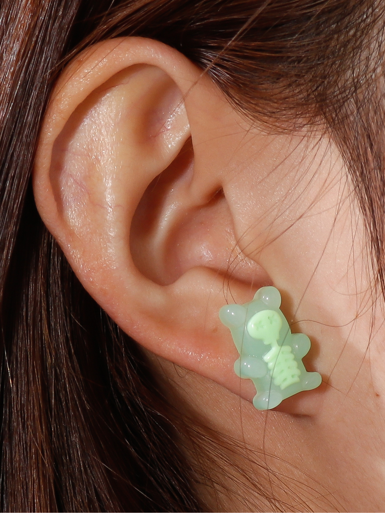 Fashion transparent resin colorful cartoon skull candy bear earrings