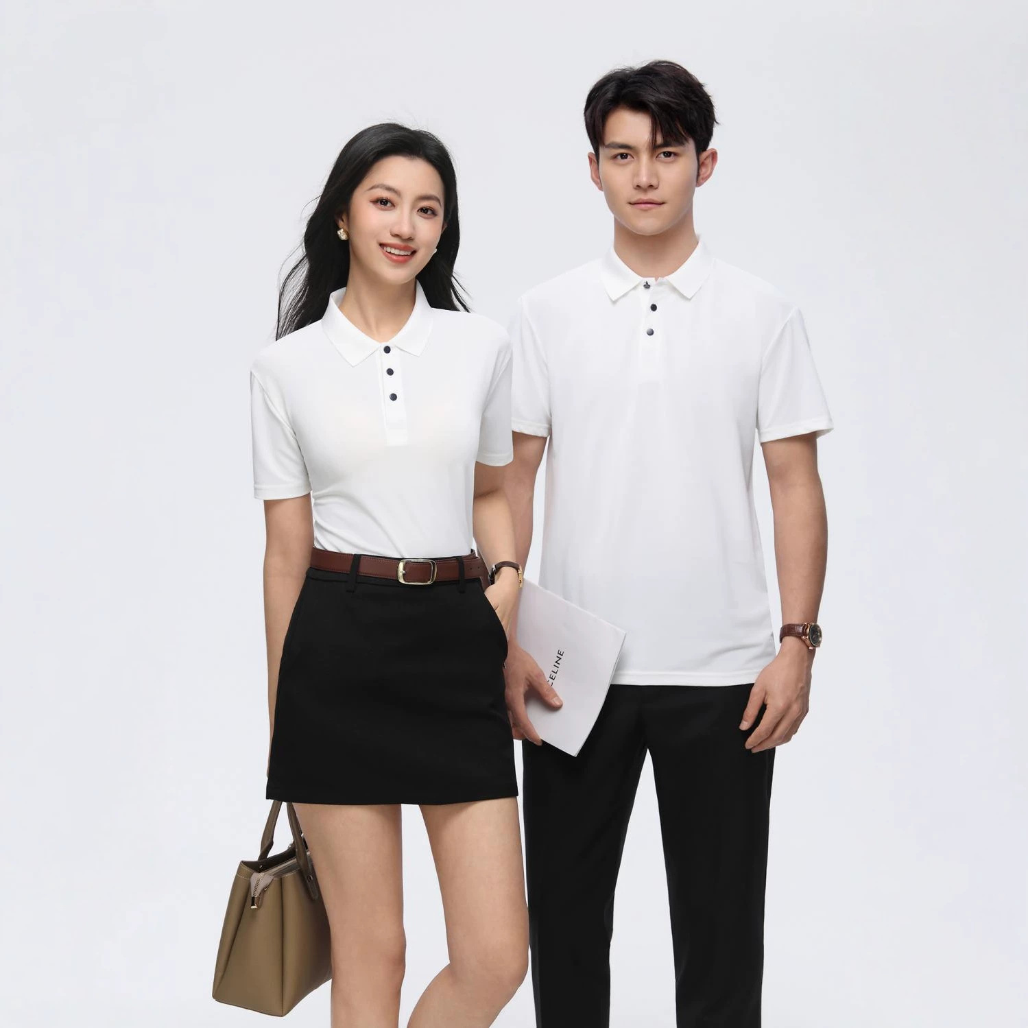 Summer Unisex T-Shirt with a Stylish Turn-Down Collar, Casual Workwear Polo Shirt, Short-Sleeved Top, Breathable Solid Color Turn-Down Collar