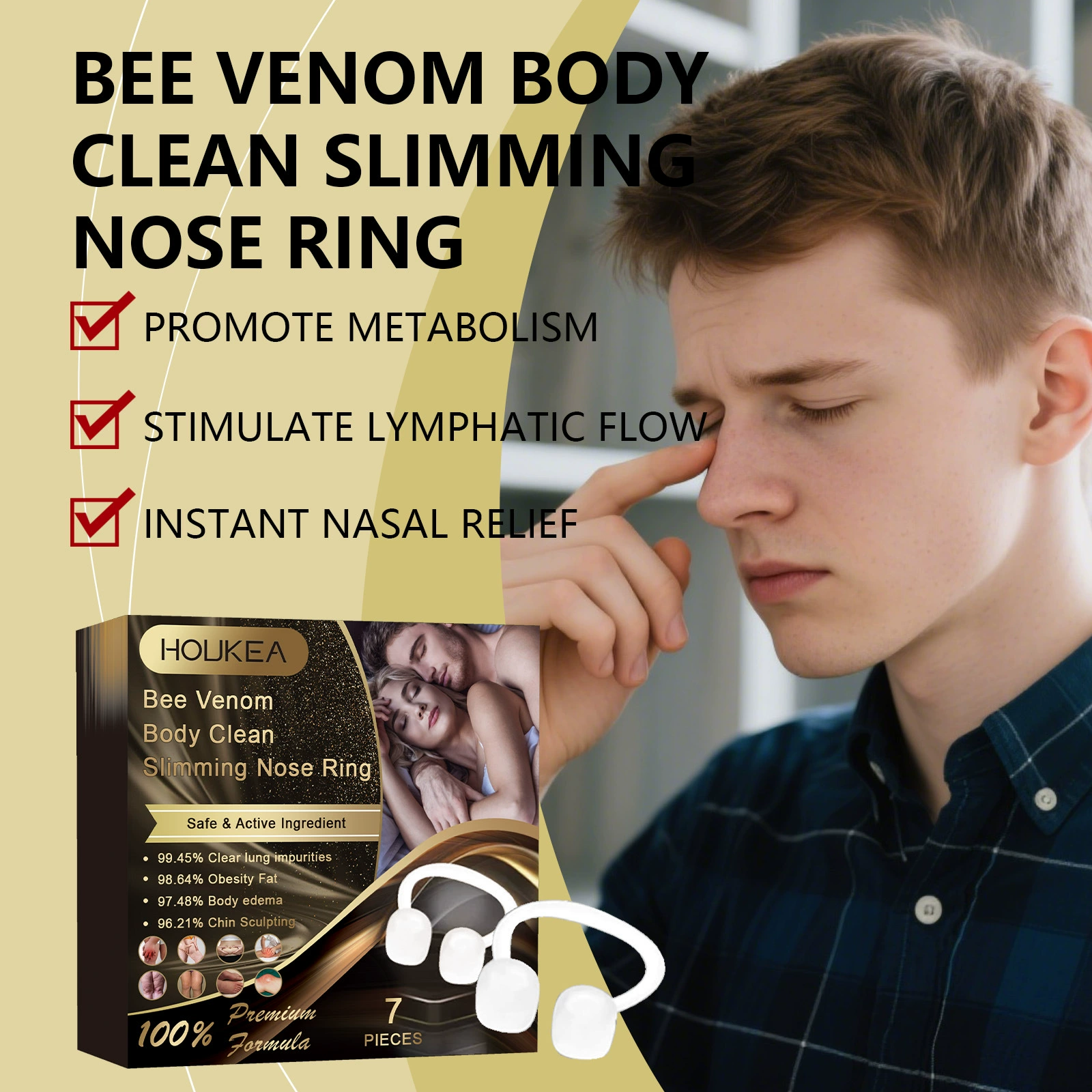 HouKea Травяное кольцо для ухода за носом Успокаивает дискомфорт в носу Зуд в носу Ежедневная чистка Уход за телом Всасывание носа