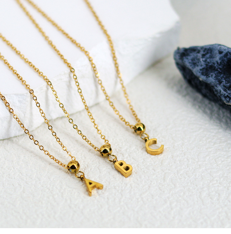 cable chain Chain Type Stainless Steel 18K Gold Plated Simple Style Plating Letter Pendant Necklace