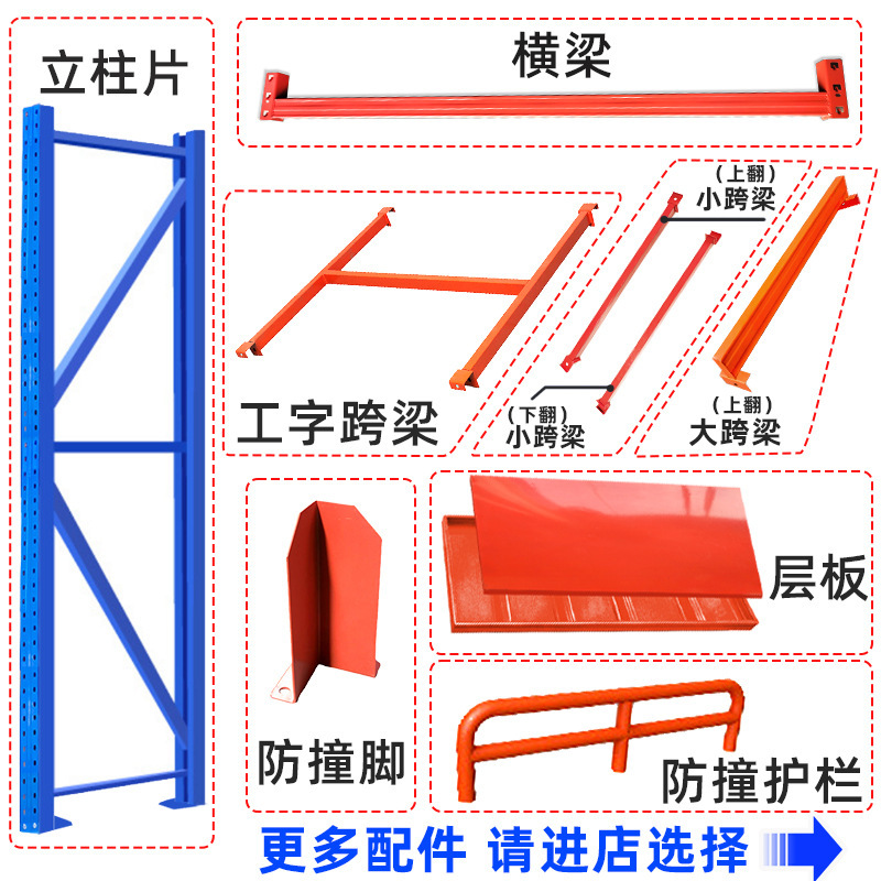 重型倉庫棚工場倉庫棚部品柱横梁積層板梁衝突防止角ガードレール手すり工場|undefined