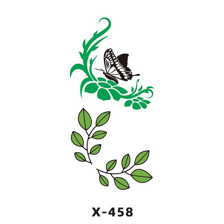 Arco de flor pequeña pegatinas de tatuaje fresco 3D dibujos animados transfronterizo Henna rosa impermeable texto en inglés pegatinas de tatuaje