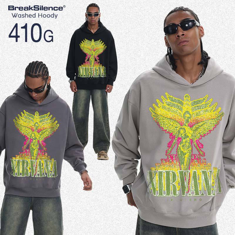 2025 Autumn Nirvana Fried Snowflake Washed American Retro Hooded Sweatshirt Loose Off-Shoulder Couple Hoodie