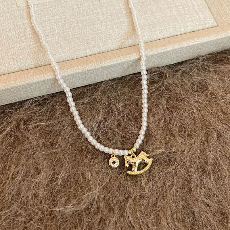 1 collar de moda de pony de zircon con perlas