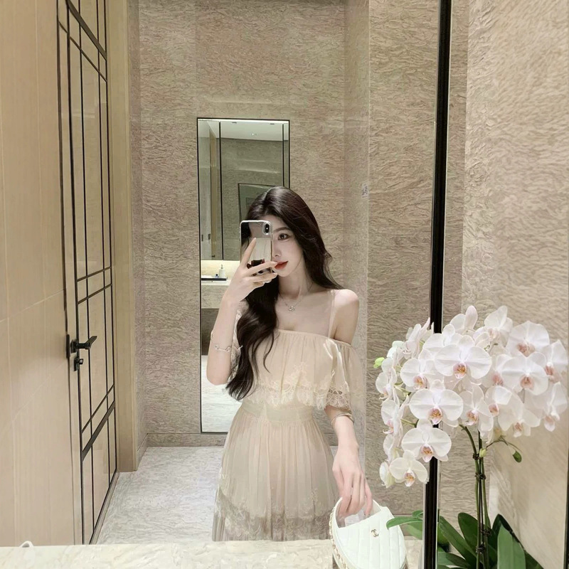 Justqin 6/3 Flower Muse New Summer Dress Sexy Suspender Skirt Lace Skirt Waist-Cinching Dress for Women