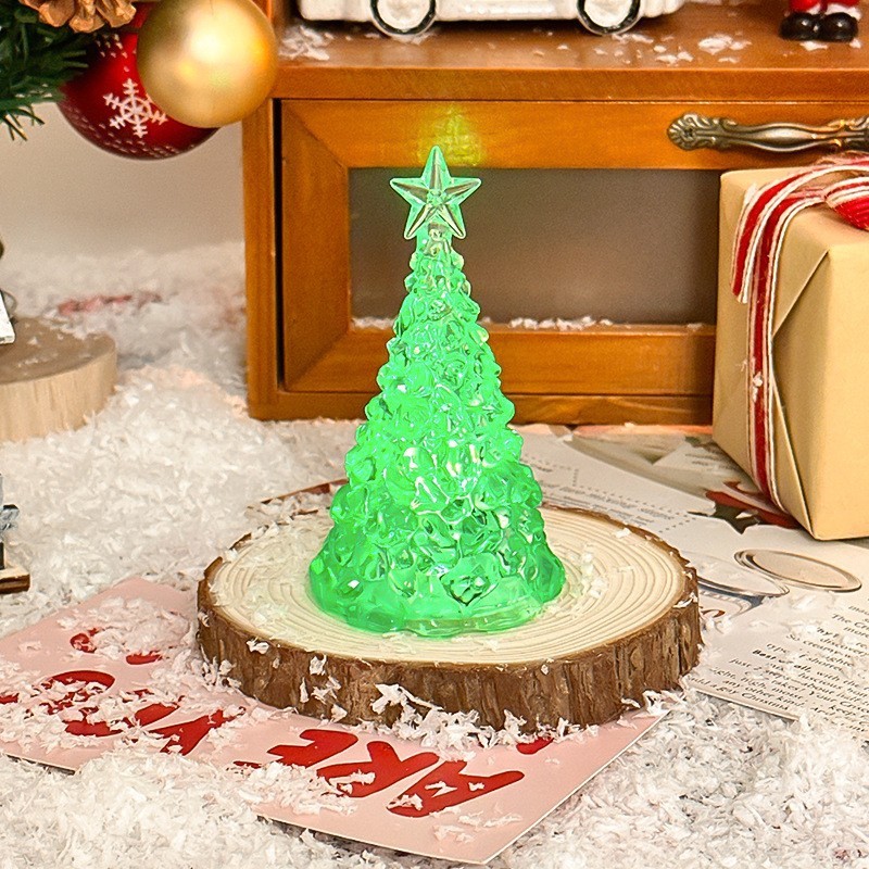 クリスマスツリー常夜灯 クリスマスクリスタルスターライト 装飾雰囲気灯 子供向けクリスマスプレゼント デスクトップ飾り|undefined