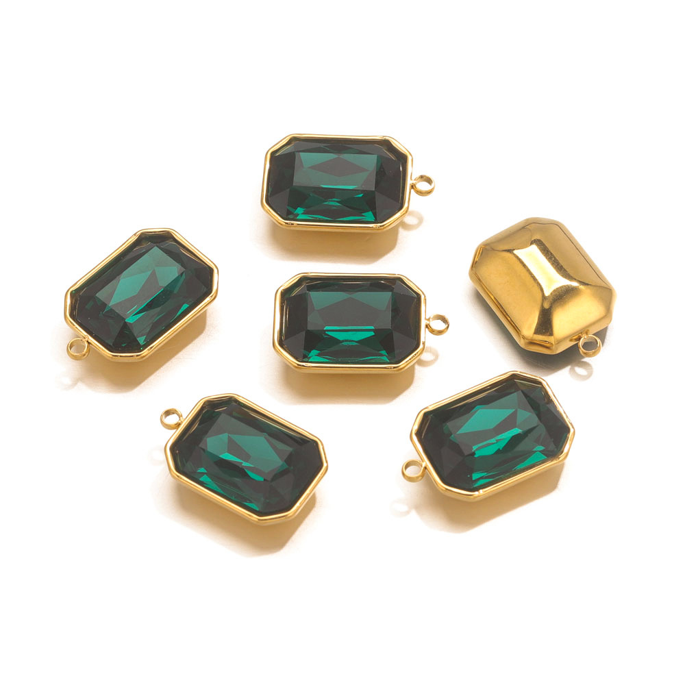 Acero inoxidable con incrustaciones Topacio mar gema azul titanio acero colgante collar europeo y americano partido compromiso joyería transfronteriza