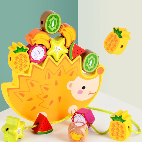 INS baby wooden original color moon balance building blocks swing Jenga game astronaut stack tower stack toys