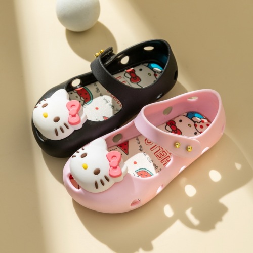Hello Kitty Children's Shoes New Fish Mouth Shoes Children's Sandals Girls Baby Princess Children's Soft Bottom Beach Crocs