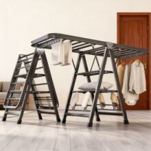 折叠晾衣架落地家用阳台可移动室内婴儿挂衣杆户外晒被子神器室外