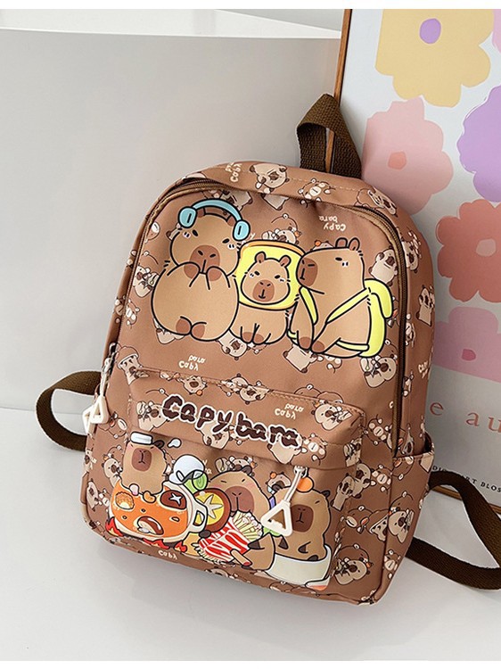 Nueva mochila de gran capacidad dibujos animados encantador impresión de estudiantes de primaria y secundaria reducción de presión de la espalda ocio versátil doble espalda