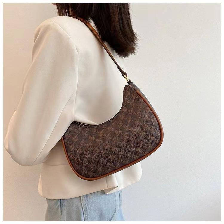 Modische Damen Schultertasche In Halbmondform Mit Jacquard Muster_voghion.com
