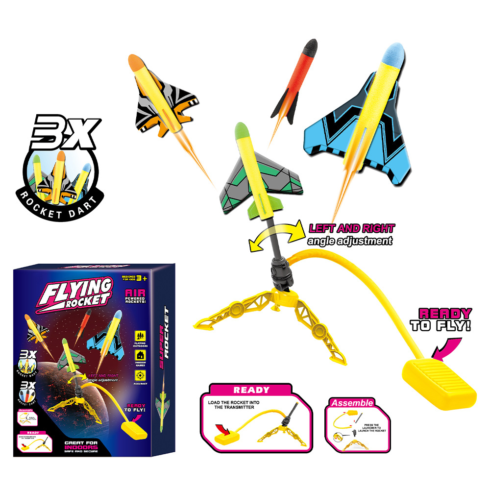 Cross-border Children's Rocket Toy, Glowing Flying Cannon, Outdoor Foot-operated Launcher_voghion.com