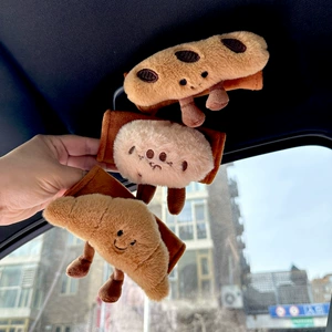 Cartoon Cute and Funny Croissant Bread Car Armrest Cover Glove Protective Cover Car Door Handle Universal Interior Trend