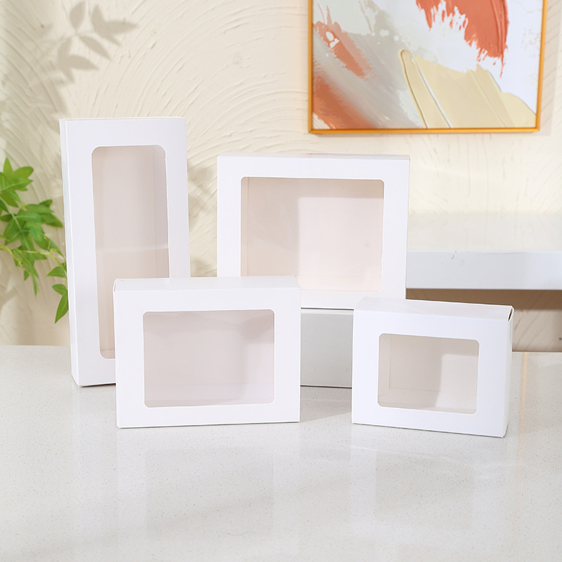 Caja de papel kraft simple de color sólido nuevo medio transparente caja de colección de reliquias culturales regalo de dulces caja de regalo de vacaciones