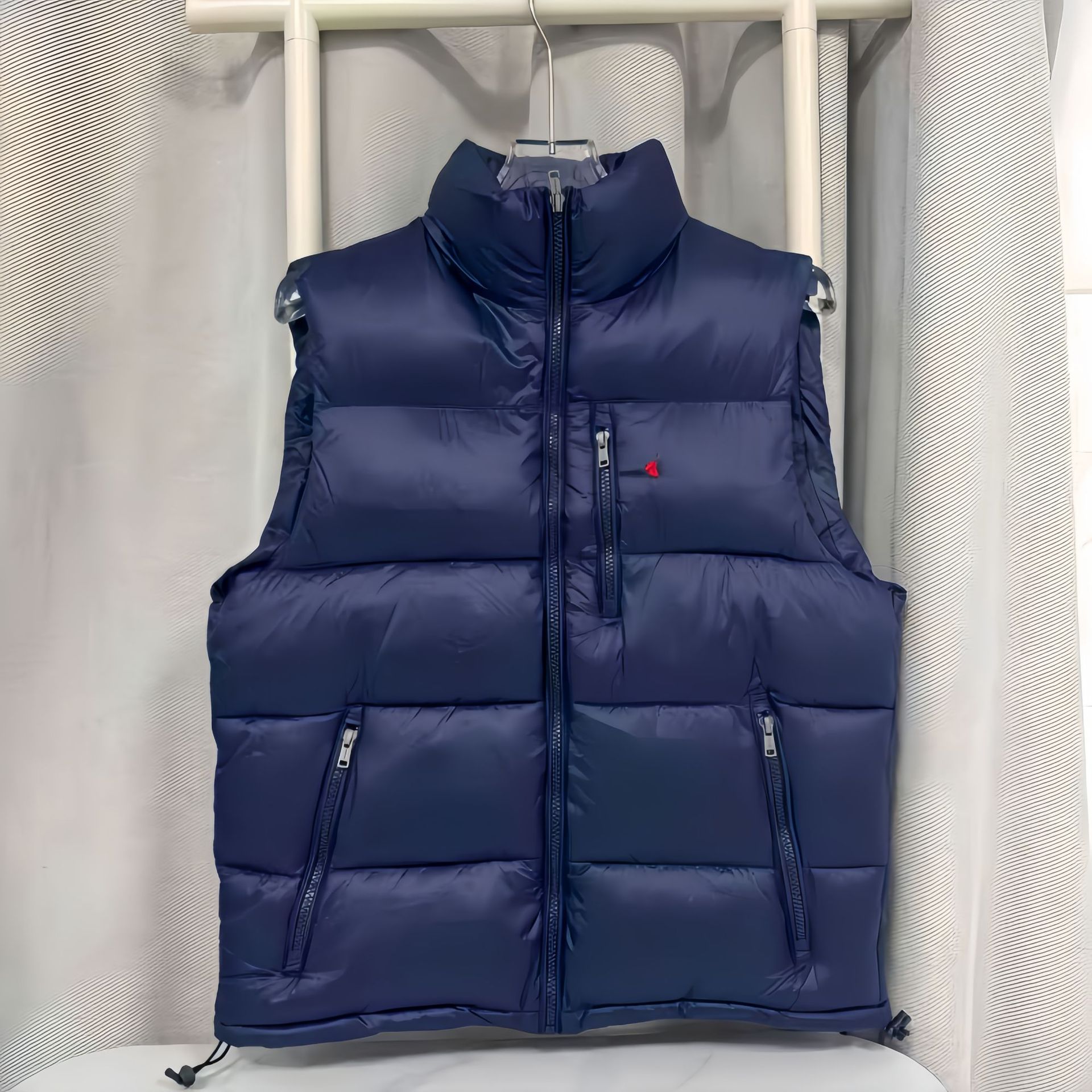 Cross-Border Exclusive Supply of Small Horse Logo down Embroidered Stand Collar Sleeveless Warm Vest, Winter Thickened Casual Zipper Vest