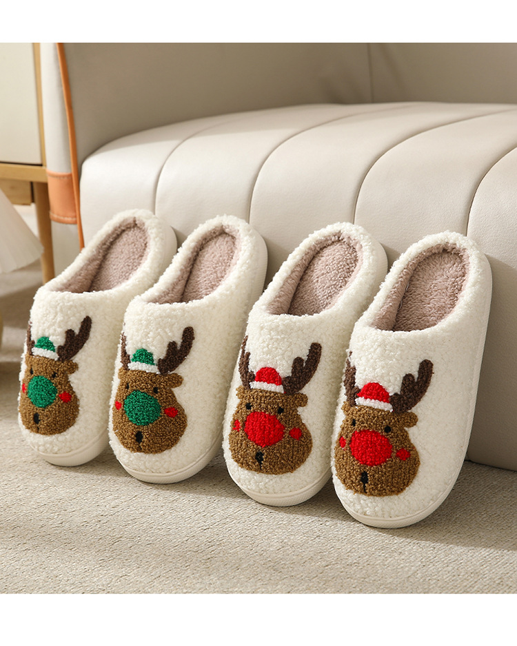 Unisex Casual Cartoon Elk Round Toe Cotton Slippers display picture 2