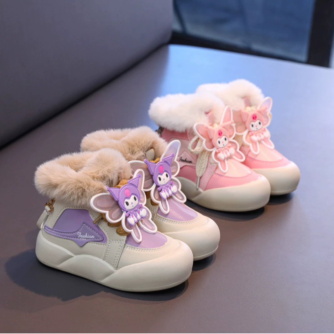 Для девочек хлопок плюс бархат кулуми теплые ботинки хлопковые ботинки зимой 2024 новые детские ботинки нескользящие моды