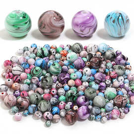 水墨画树脂圆珠diy饰品串珠散珠写意水墨画圆珠饰品配件国风珠子