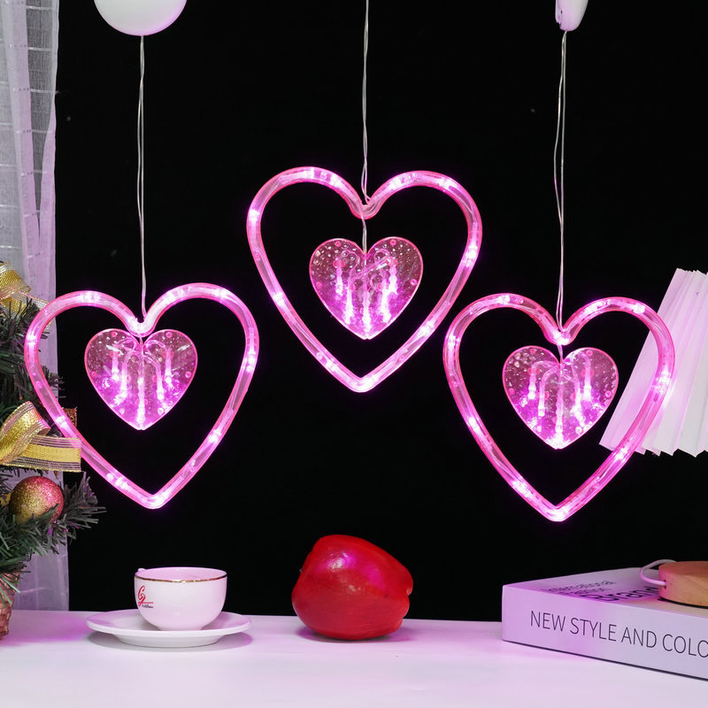 Cross-Border Led Valentine's Day Heart Curtain Lights Suction Cup Lights Proposal Party Decoration Lights Wedding Room 520 Confession Atmosphere Lights Cross-Border Led Valentine's Day Heart Curtain Lights Suction Cup Lights Proposal Party Decoration Lights Wedding Room 520 Confession Atmosphere Lights