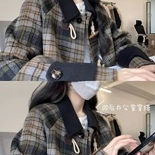2025新款今年流行的漂亮小个子富家千金毛呢大衣格子外套女秋冬款