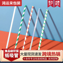 跨境条纹纸吸管一次性食品级可降解包装咖啡奶茶直管环保可降解