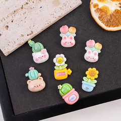 新しいかわいいサボテン植木鉢 diy クリーム接着剤携帯電話ケースヘアピンアクセサリー光沢のあるミニ手作りヘアピンステッカー