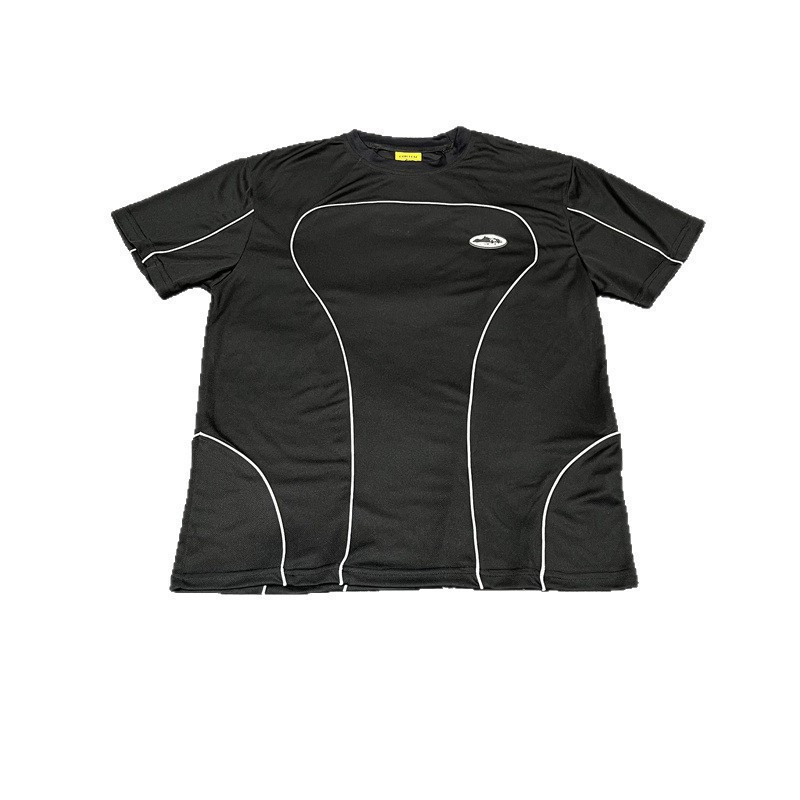 Marca de moda Alcatraz tira reflectante letra impresa camiseta de mangas cortas para hombres y mujeres callejera pantalones cortos casuales set Old Money Style