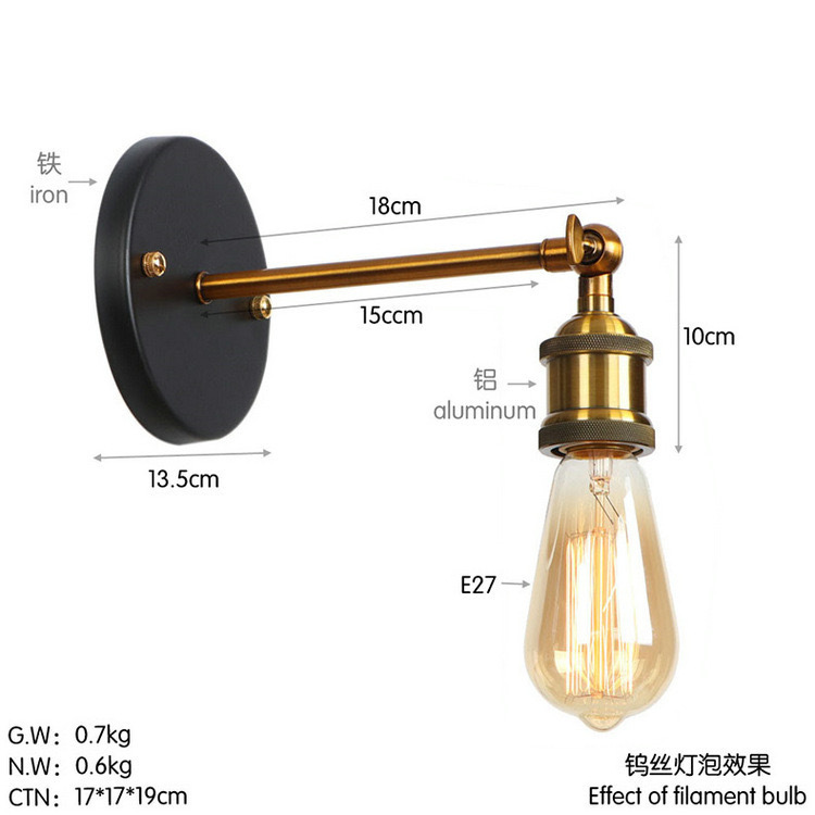 Industria de viento de hierro forjado lámpara de pared personalidad creativa loft bar tienda de ropa temática restaurante pasillo retro lámpara de pared de hierro forjado