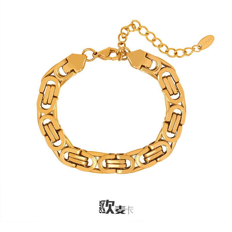 Cross-border popular exaggerated metal bracelet for men and women with neutral wind bracelet Europe and the United States Joker titanium steel bracelet wholesale