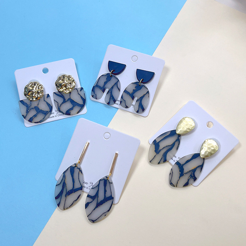 U Shape, Semicircle, Color Block Pattern 1 Pair Original Design Artistic U Shape Semicircle Color Block Hollow Out Soft Clay Drop Earrings