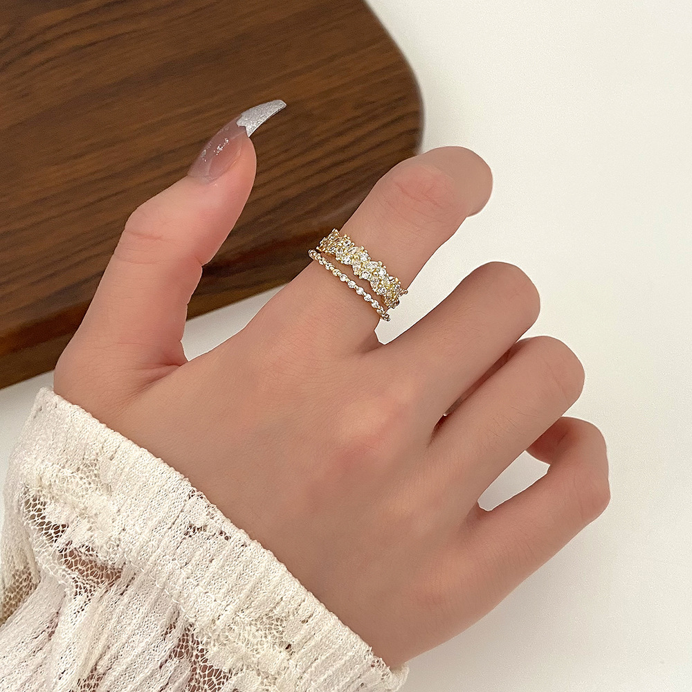 Fashion Geometric Copper Open Ring Metal Zircon Copper Rings