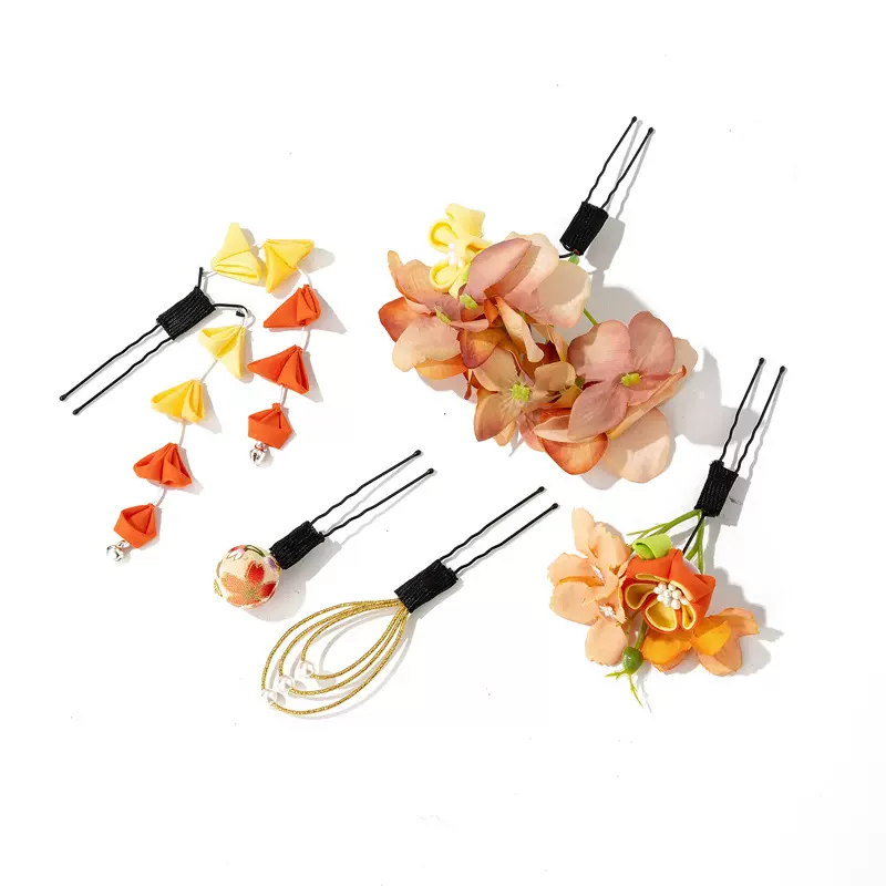 原创和和服配饰仿真花发簪和风发夹纯欲古风花朵发钗U型盘发发饰